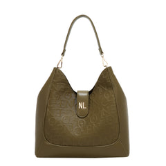 Nicole Lee EMB17505 olive embossed elegance hobo bag, front view