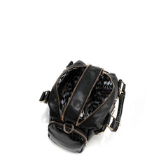 Nicole Lee P17201 Mini Satchel Bag – Black Croc Embossed with Gold Logo P17201