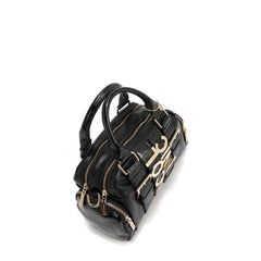 Nicole Lee P17201 Mini Satchel Bag – Black Croc Embossed with Gold Logo P17201