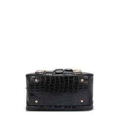 Nicole Lee P17204 Mini Satchel – Black Croc Embossed with Gold Logo