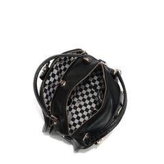 Nicole Lee P17204 Mini Satchel – Black Croc Embossed with Gold Logo