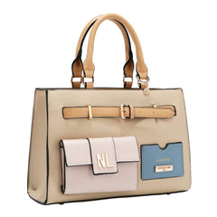 Nicole Lee P17490 Structured Satchel – Taupe with “Love Me” Card Holder