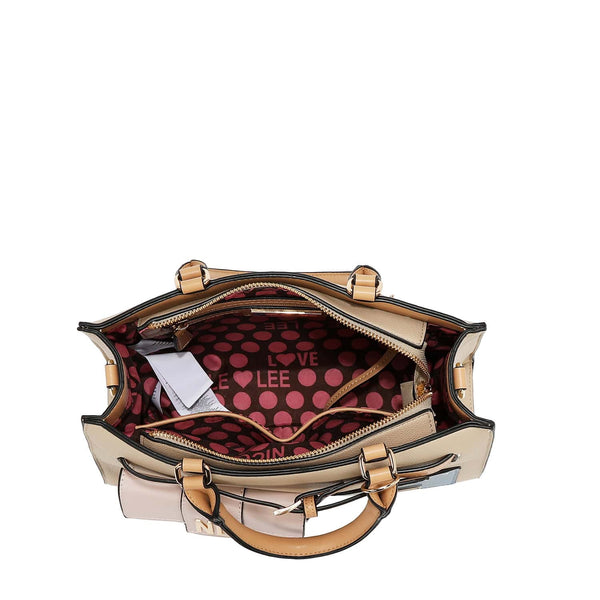 Nicole Lee P17490 Structured Satchel – Taupe with “Love Me” Card Holder