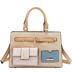 Nicole Lee P17490 Structured Satchel – Taupe with “Love Me” Card Holder