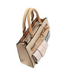Nicole Lee P17490 Structured Satchel – Taupe with “Love Me” Card Holder