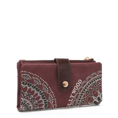 Nicole Lee “Hollywood” Zip-Around Wallet – Wine (Mandala Detail)