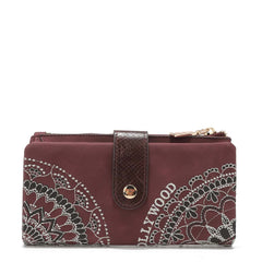 Nicole Lee “Hollywood” Zip-Around Wallet – Wine (Mandala Detail)