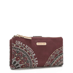 Nicole Lee “Hollywood” Zip-Around Wallet – Wine (Mandala Detail)