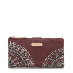 Nicole Lee “Hollywood” Zip-Around Wallet – Wine (Mandala Detail)